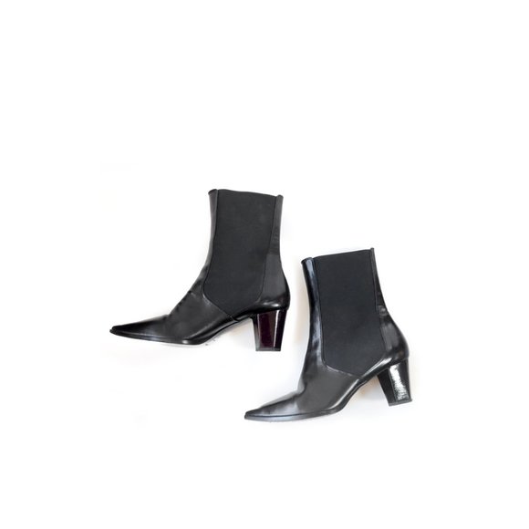 JIL SANDER Boots 38 Womens Black Leather Heeled Chelsea Boots *LOVELY* 8 - Picture 3 of 6